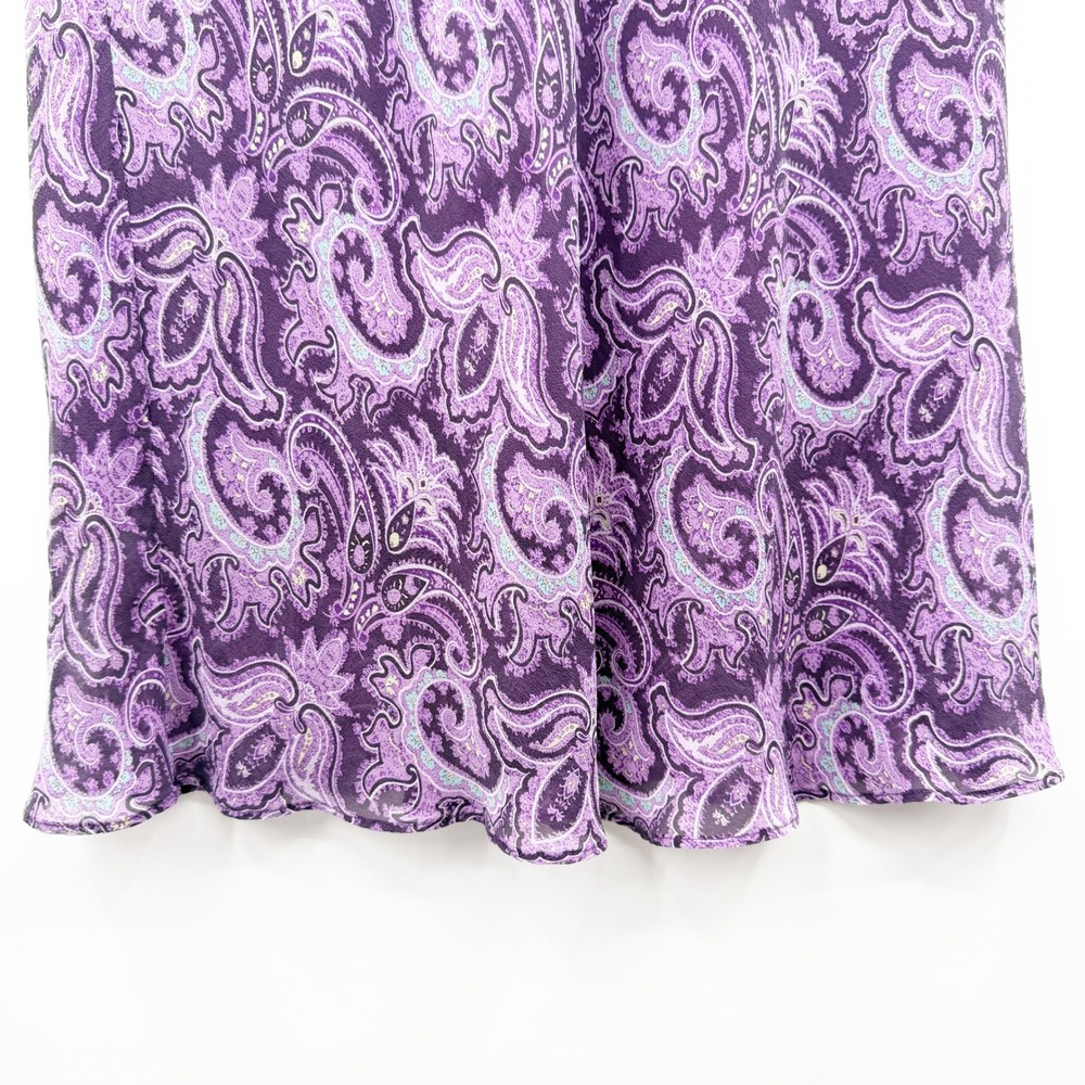 Vintage 90s Silk Midi / Maxi Skirt in Purple Paisley Size 12 Fairy Grunge Whimsy - Picture 4 of 7
